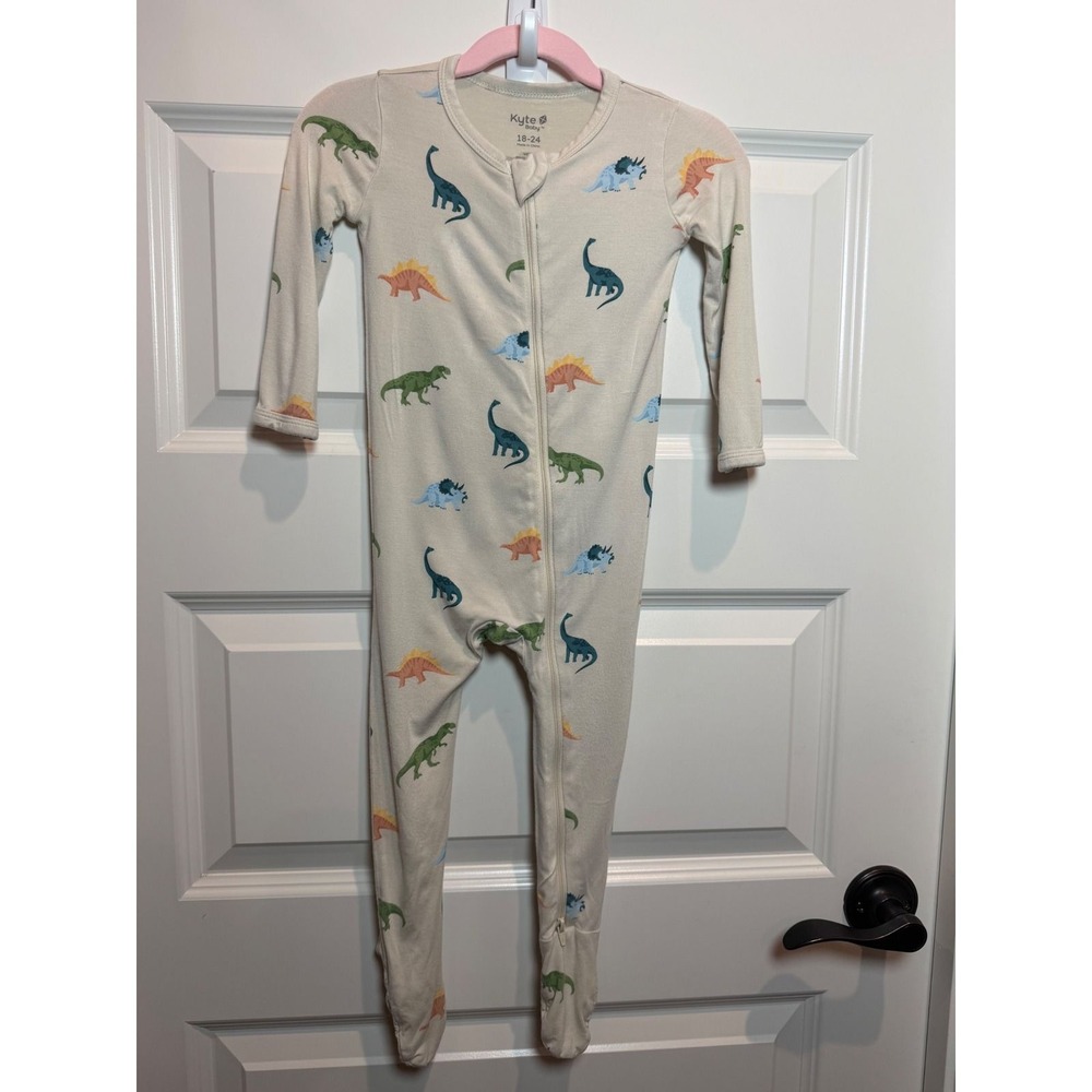 Kyte Baby Dinosaur Print Bamboo Footie Sleeper 18-24 Months Cream Multi